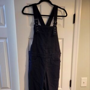 Black straight leg overalls